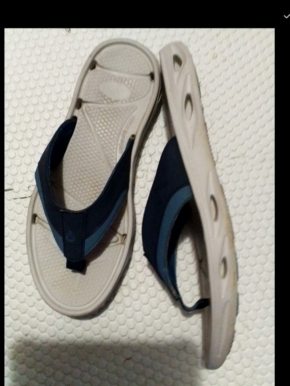 Men's Navy and Light Gray Comfort Flip-Flop Sandals Size 10/11